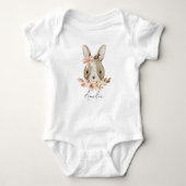 Fall Pumpkin Rabbit Floral Baby Bodysuit Baby Strampler (Vorderseite)