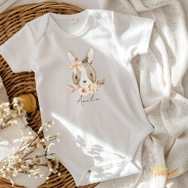 Fall Pumpkin Rabbit Floral Baby Bodysuit Baby Strampler