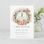 Fall Pumpkin Rainbow Mustard Blue Blush Blues Art Einladung (Stehend Vorderseite)