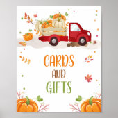 Fall Pumpkin Red Truck Cards and Gifts Table Sign Poster (Vorne)