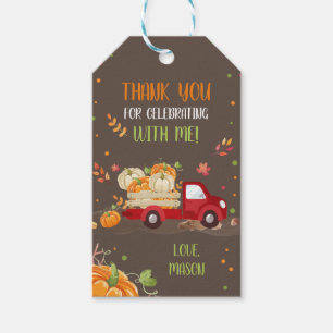 Fall Pumpkin Red Truck Confetti Vielen Dank Geschenkanhänger