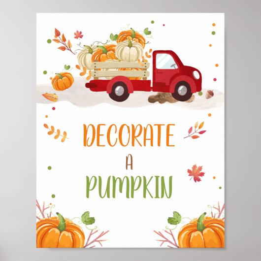 Fall Pumpkin Red Truck Dekorieren ein Pumpkin-Zeic Poster (Vorne)