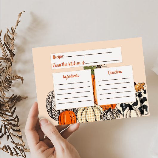 Fall Pumpkin-Rezept-Karte Begleitkarte