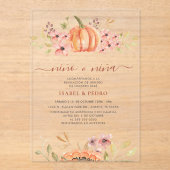 Fall Pumpkin Rustic Boho Spanische Geschlechteroff Acryleinladungen (Vorderseite)