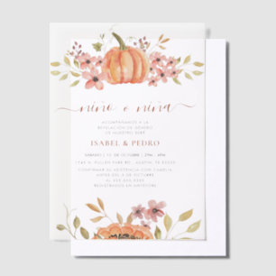 Fall Pumpkin Rustic Boho Spanische Geschlechteroff Pergament Einladungen