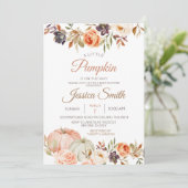 Fall Pumpkin Rustic Floral Baby Dusche Einladung (Stehend Vorderseite)
