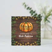 Fall Pumpkin Rustic Green Gold Ivy Brautparty Einladung (Stehend Vorderseite)