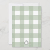 Fall Pumpkin Sage Green Gingham Christening Einladung (Rückseite)
