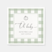 Fall Pumpkin Sage Green Gingham Oh Baby Serviette (Vorderseite)