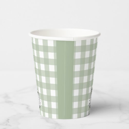 Fall Pumpkin Sage Green Gingham Pappbecher (Rechts)