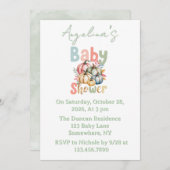 Fall Pumpkin Sage Green Watercolor Kinderdusche Einladung (Vorne/Hinten)