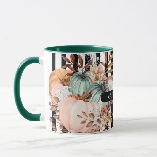 Fall Pumpkin - Schwarzweißstreifen Pumpkins Tasse (Links)