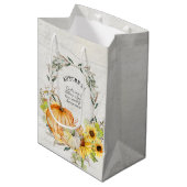 Fall Pumpkin Sonnenblume Wasserfarbe Blumendekoupa Mittlere Geschenktüte (Vorderseite Schrägansicht)