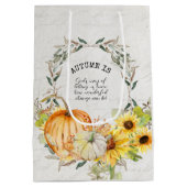 Fall Pumpkin Sonnenblume Wasserfarbe Blumendekoupa Mittlere Geschenktüte (Rückseite)