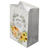 Fall Pumpkin Sonnenblume Wasserfarbe Blumendekoupa Mittlere Geschenktüte (Rückseite Schrägansicht)