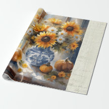 Fall Pumpkin Sonnenblumen Bläserblütenblau Weiße D