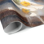 Fall Pumpkin Sonnenblumen Bläserblütenblau Weiße D Geschenkpapier (Rolleneckpunkt)