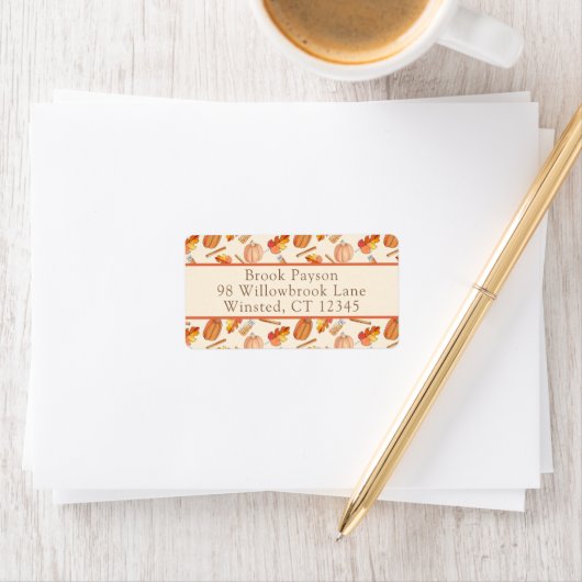 Fall Pumpkin Spice Return Address Label Adressaufkleber (Insitu)