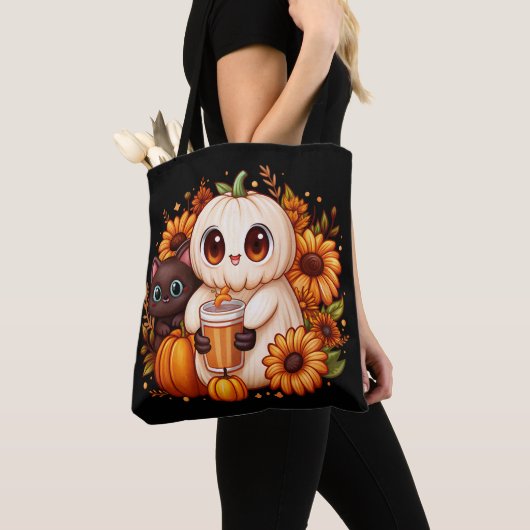 Fall Pumpkin Spooky Ghost schwarzer Klassiker Tasche (Von Nahem)