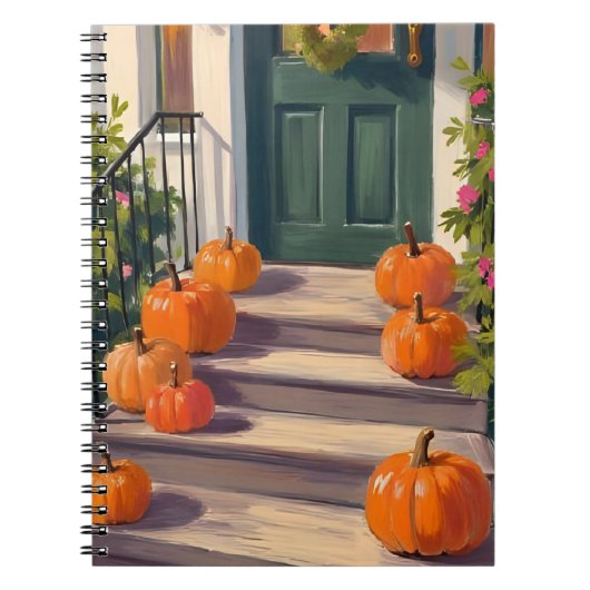 Fall Pumpkin Stoop | Autumn Thanksgiving Painted Notizblock (Vorderseite)