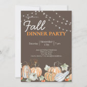 Fall Pumpkin String Light Dinner Party Einladung (Vorderseite)