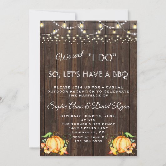 Fall Pumpkin String Lights Wood ich mache GRILLEN Einladung (Vorderseite)