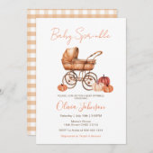 Fall Pumpkin Stroller Baby Sprinkle Baby Dusche Einladung (Vorne/Hinten)