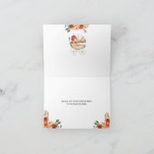 Fall Pumpkin Stroller Floral Baby Shower Folded Dankeskarte (Innenseite)