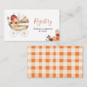 Fall Pumpkin Stroller Floral Baby Shower Registry Begleitkarte (Vorne/Hinten)
