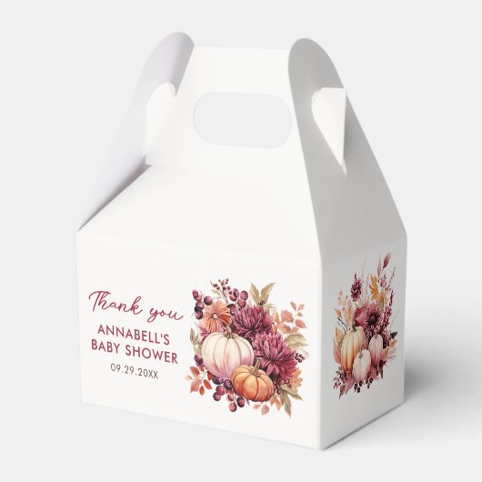 Fall Pumpkin Sunflower Baby Dusche Danke Geschenkschachtel (Vorderseite)