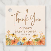 Fall Pumpkin Sunflower Baby Dusche Geschenkanhänger (Vorderseite)