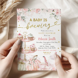 Fall Pumpkin Tee Party Baby Brauen Baby Dusche Einladung