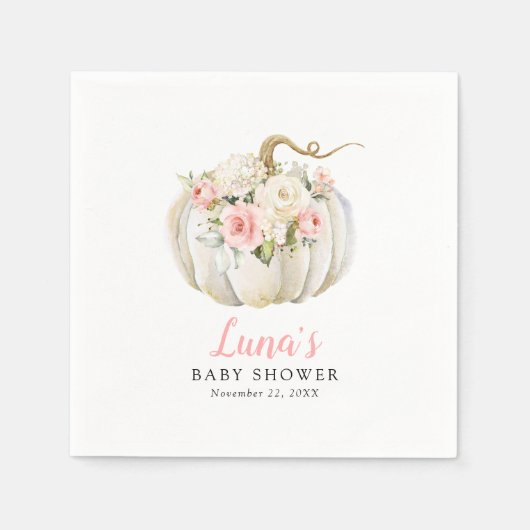 Fall Pumpkin Theme Girl Baby Dusche Serviette (Vorderseite)