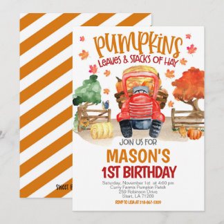 Fall Pumpkin Tractor Birthday Einladung