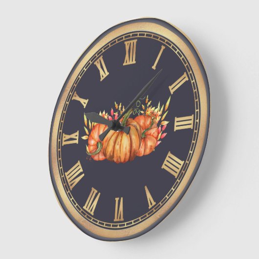Fall Pumpkin Trio Große Wanduhr (Winkel)