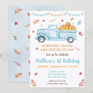 Fall Pumpkin Truck Birthday Einladung