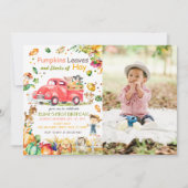 Fall Pumpkin Truck Foto Geburtstagseinladung Einladung (Vorderseite)