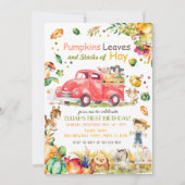 Fall Pumpkin Truck Geburtstag Einladung (Vorderseite)