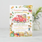 Fall Pumpkin Truck Geburtstag Einladung (Stehend Vorderseite)