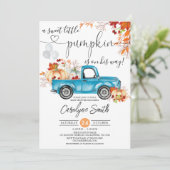 Fall Pumpkin Truck Kinderdusche Einladung (Stehend Vorderseite)