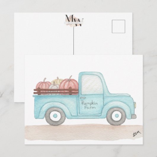 Fall Pumpkin Truck Postkarte (Vorne/Hinten)