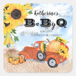 Fall Pumpkin Truck | Sonnenblumen Baby GRILLEN Sho Quadratischer Aufkleber