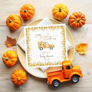 Fall Pumpkin Truck Sonnenblumen Babydusche Serviette