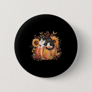 Fall Pumpkin Tuxedo Cat Sonnenblume Erntedank Sok Button