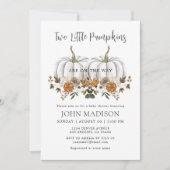Fall Pumpkin Twin Baby Dusche Einladung (Vorderseite)
