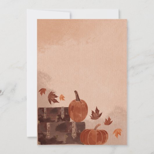 Fall Pumpkin und Blätter Save The Date (Rückseite)