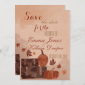Fall Pumpkin und Blätter Save The Date (Vorne/Hinten)