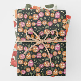 Fall Pumpkin und Jack-o'-Laterne Set von drei Geschenkpapier Set