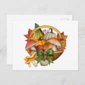 Fall Pumpkin und Mushroom Basket Harvest Postkarte (Vorne/Hinten)