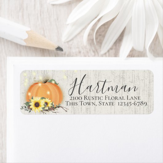 Fall Pumpkin und Sunflower Return Address Label (Insitu)